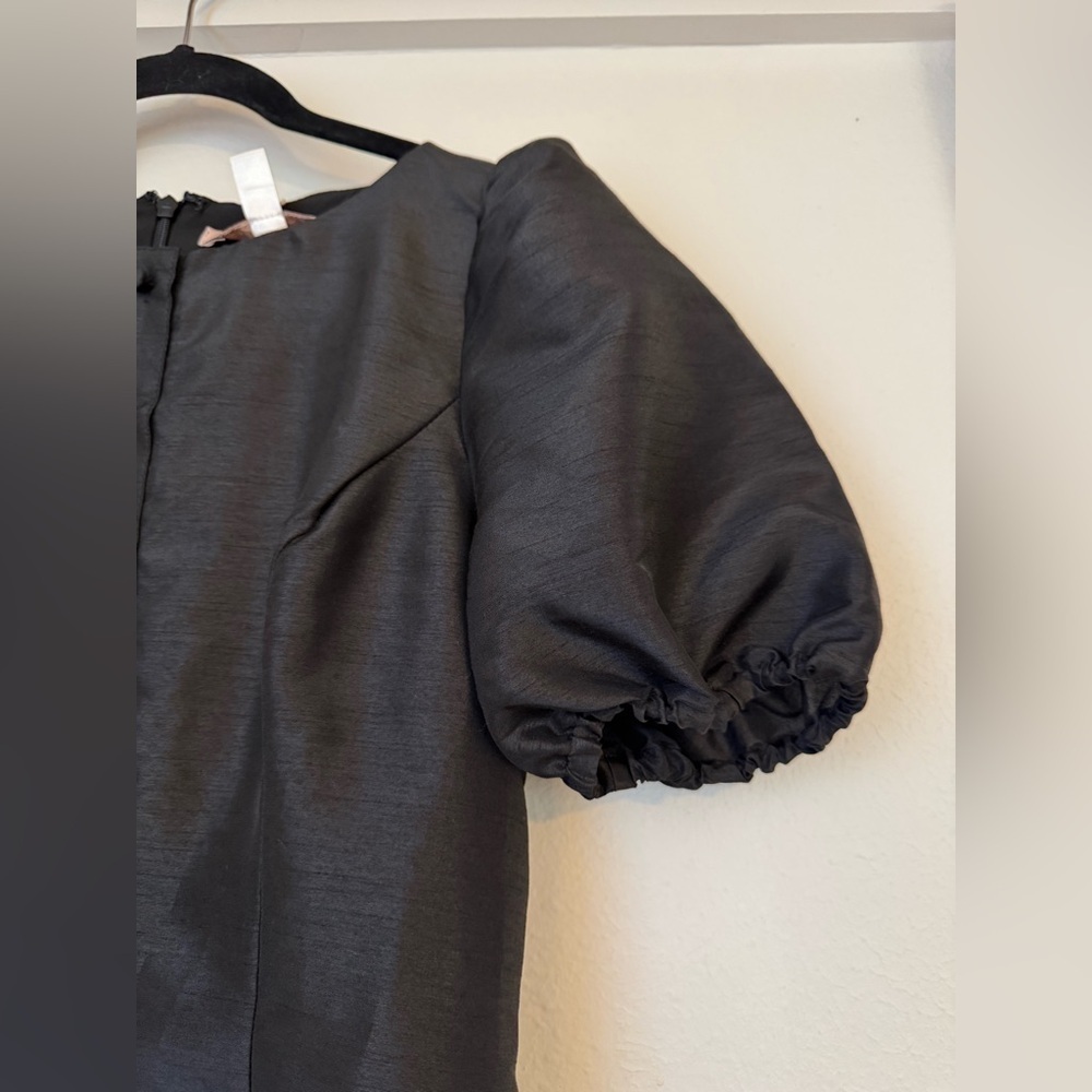 NWT Hutch Cove Black Boat Neck Button Front Puff Sleeve Mini Dress- Small - Picture 8 of 14